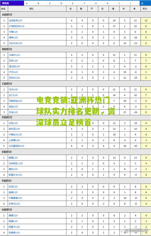 亚洲杯热门球队实力排名更新，资深球员立足榜首
